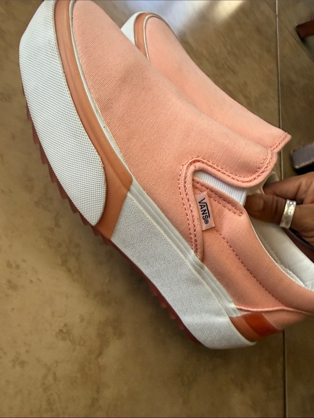 Vans Women's Slip-On Platform Sneakers in Peach